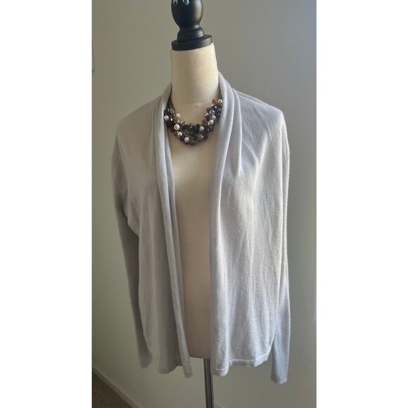 NORDSTROM SIGNATURE Light Gray Cardigan Cashmere Silk and Linen Open Sweater XS - Picture 1 of 6